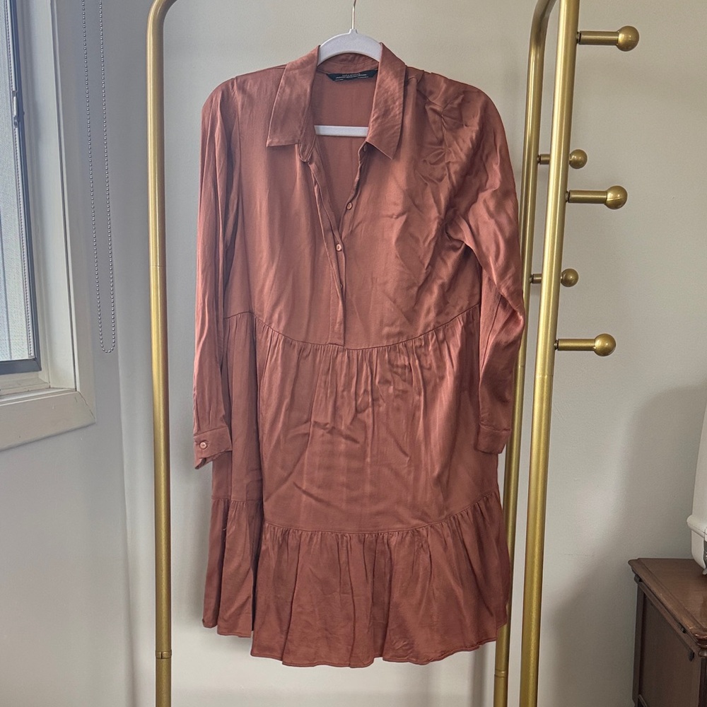 Zara Copper Long-Sleeve Dress